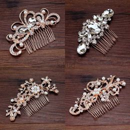 Bijoux de cheveux de mariage Crystal Crystal Butterfly Heads Bridal Headter Rose Gold Color Pearl Wedding Hair Peigt Fomen Bride Jewelry D240425