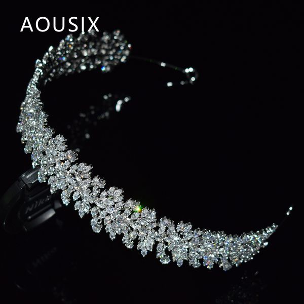 Bijoux de cheveux de mariage Bandeaux de luxe en zircone cubique couleur argent couronnes de mariée chapeaux élégants vêtements de cheveux de bal accessoires de cheveux de mariage bijoux de fête 230907