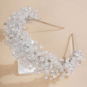 Bijoux de cheveux de mariage de luxe perle cristal couronne de mariée coiffes à la main fête de mariage accessoires de cheveux Vintage strass femmes bandeau diadèmes 231128