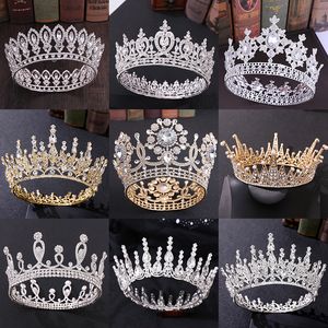 Bijoux De Cheveux De Mariage De Luxe Reine Princesse Ronde Couronne Cristal Perle Grand Diadème Accessoires Argent Couleur Or Diadème Femmes De Mariée 230112