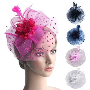 Bijoux de poils de mariage Makeup Prom Bridal Headwress Fashion Headwear Mesh Yarn Flower Feather Hair Clip Hat Ta Party Bandband Party Wedding