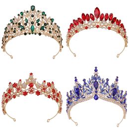 H1401 Bruid Crystal Leaf Crown Headpiece Hoofd trouwjurk luxe bruiloft Koreaans volwassen geschenk met make -up kroon 230807