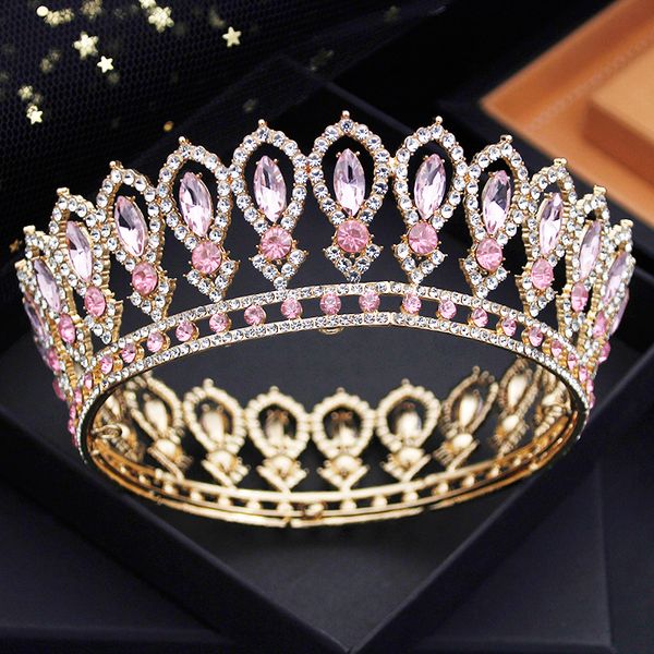 Bijoux de cheveux de mariage Rose Couleurs Royal Queen Couronne de mariage pour la mariée Diadème Diadème de mariée Ronde Princesse Cercle Bijoux de cheveux Accessoires 230808