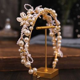 Bruiloft haar sieraden aankoopproducten nieuwe bruiloft cadeau sieraden set hoofddeksel parelbloemvorm oorbel hoofdband tweedelige set dames prom