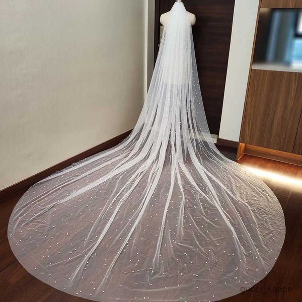 Bijoux de cheveux de mariage Vraies photos de luxe Veille de mariage 3,5 mètres de long 3 mètres de large voile de mariée ivoire avec peigne voile en une seule couche