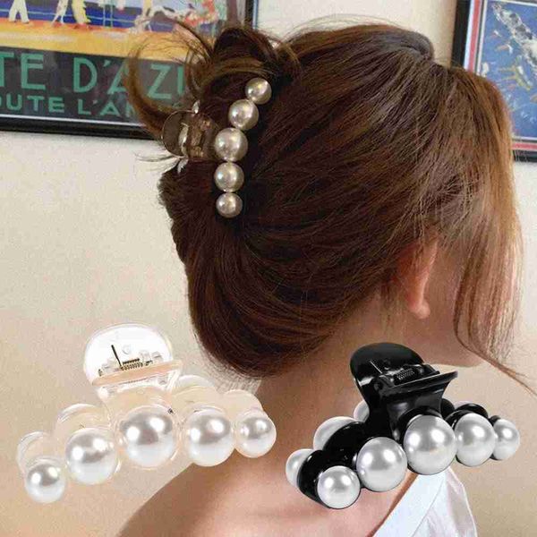 Bijoux de cheveux Retro Pearl Hair Claws Non glissade Strong Strong Elegant Acrylique Hair mâchoire Clips Femme Femme Médium Small Barrette Crab Coil Style Tool D240425