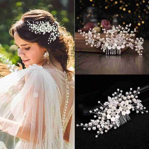 Bruiloft haar sieraden zilveren kleur bloem parel