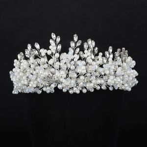 Bijoux de cheveux de mariage argent luxe strass couronne de mariée à la mode perle cristal diamants bandeau de mariage accessoires de cheveux or fait à la main casque 231128