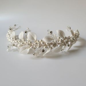 Hoofdbanden Haarsieraden SLBRIDAL Handgemaakt Ins Stijl Luxe Kristal Porselein Bloem Bruidstiara Bruidsmeisjes Kroon Vrouwen Haarsieraden 230918