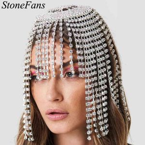 Bijoux de cheveux de mariage Stonefans Bling strass perruque chaîne clips pour femmes à la main cristal multicouche chapeau accessoires T220907