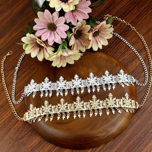 Wedding Haar sieraden Sunspicems Algerije voorhoofdketen Marokko accessoire keten vrouwen hoofdband bruid kristallen bloem kwastjes kroonkop stukken 230508