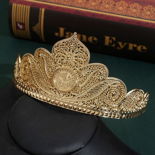 Bijoux de cheveux de mariage, diadèmes et couronnes de couleur or en métal turc, pièces de monnaie, couvre-chef pour femmes, bijoux de cheveux front, accessoires de mariage 230320