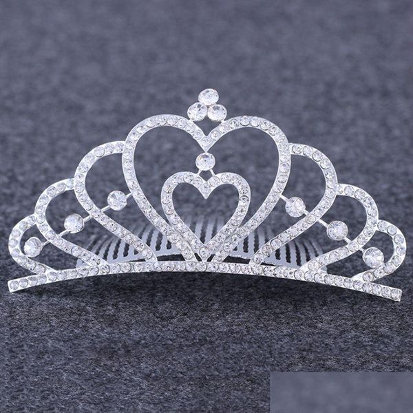 Bijoux de cheveux de mariage mise à jour cristal mariée couronne diadème peigne diamant coeur bandeau coiffure mariée strass peignes mariage anniversaire Dhc56