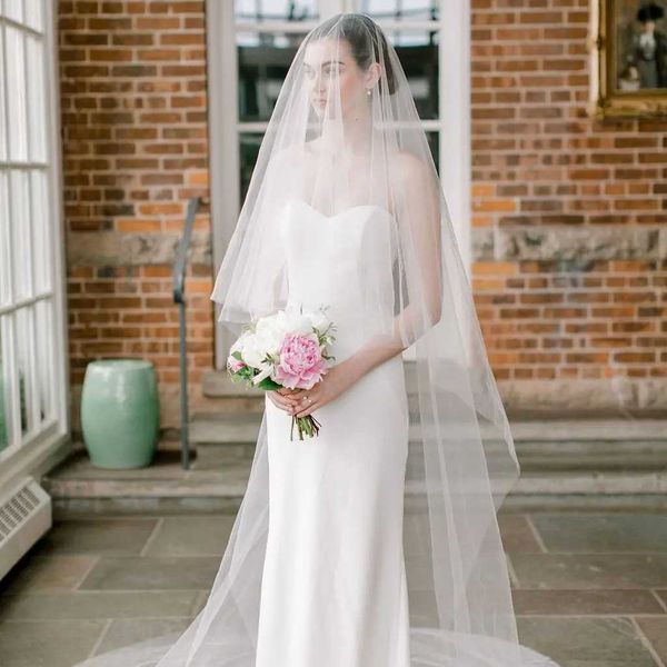 Bijoux de cheveux de mariage V131 Veaux nuptiaux transparents avec rouleau de mariage à fard