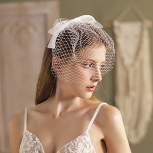 Bijoux de cheveux de mariage V803 Nouveau classique Bow Blanc Net Net Bridal Veils coiffure Veille de mariage pour le mariage