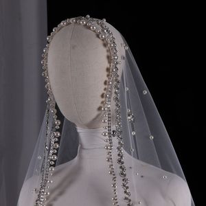 Bijoux de cheveux de mariage Vintage perles de haute qualité avec strass blanc ivoire couleur voiles de mariée coiffure de mariage Belos Arabes 230210