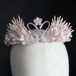 Bruiloft Haar Sieraden Vintage Swan Crown Crystal Vrouwen Barokke Tiara En Kronen Koningin Prinses Diadeem Voor Pageant Ornament 230609