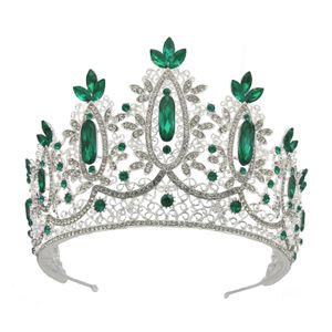 Bruiloft haar sieraden groothandel legering vergulde platina luxe bruids tiara koninklijke saffier prinses koningin kroon 230816