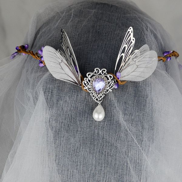Bijoux de cheveux de mariage sorcière divinité cristal forêt couronne elfique païen bandeau Wicca pour cadeau 230609