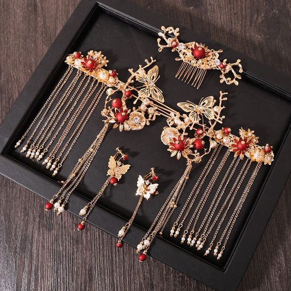 Bijoux de cheveux de mariage femmes Hanfu peignes à cheveux traditionnel chinois accessoires de cheveux de mariage bandeau bâton coiffure tête bijoux mariée casque épingle 231128