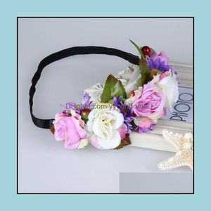 Bruiloft haar sieraden dames feest grote bloem krans kroon bloemen slingers slingers hoofdband band bruids hoofdress accessoires drop levering 2021 cvzdt