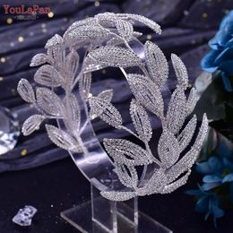 Bruiloft Haarsieraden YouLaPan HP484 Bruidshoofdband Strass Vrouw Tiara Bruiden Hoofddeksel Bruiloft Haaraccessoire Kristalblad Prinses Hoofdtooi 231121