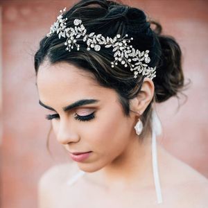 Wedding Haar ornamenten voor vrouwen Tiaras Bridal Rhinestone Hoofdband legering bladeren bruiloft headpieces hoofddeksels