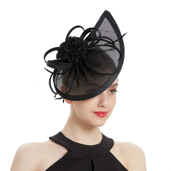 Hat de mariage Femmes Ladies Church Fascinator Sinamay pour les milliers de sifflements Party Night Event Chapeau Hair Clip Mariage Femme 240401