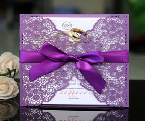 Cartes d'invitation de mariage Bowknot dentelle florale découpée au laser couverture creuse ensemble complet cartes de voeux exquises fête de fiançailles Supplie7152838