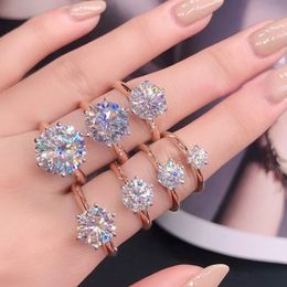 Bruiloft IOGOU D Ring 3ct Diamond Engagement Ring Solitaire voor vrouwen 2ct Ring met certificaat 14k Rose Gold Ring 230914