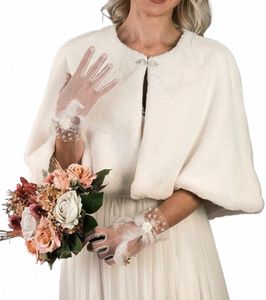 Boda Marfil Bride Shawl 2024 Faux Fur Party Cape With Rhineste Brooch Bolero Bolero Chaqueta encogimiento de hombros Accory personalizado 53fl#