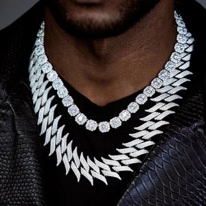 Bruiloft Sieraden Sets 2024 30 MM Doos Gesp Doornen Cubaanse Ketting Goud Zilver Kleur Ice Out Zirconia Kettingen Hip hop Mannen Mode 231205