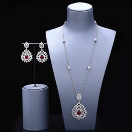 Bruiloft Sieraden Sets 2 stuks Bruids Zirkonia Volledige Sieraden Sets Voor Vrouwen Party Luxe Dubai Nigeria CZ Kristallen Bruiloft ketting sets Q240316