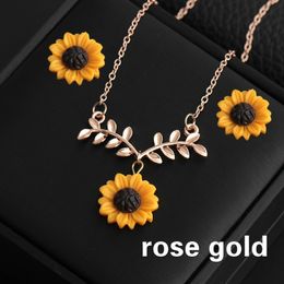 Ensembles de bijoux de mariage 35pcssetPendentif Colliers Boucle d'oreille Bracelet Bague Ensemble Tournesol Été Mode Femmes Accessoires Fleur 230909