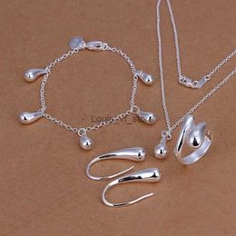 Bruiloft sieraden sets 925 sterling zilveren druppel armbanden oorbellen ketting ringen vrouwen hoge kwaliteit klassieke mode S223 H240504