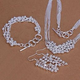 Ensembles de bijoux de mariage 925 argent sterling pour femmes cadeaux de Noël Charmes Retro Lady Collier Bracelets Boucles d'oreilles Fashion Jewelry Set H240504