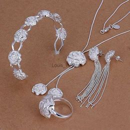 Bruiloft sieraden sets 925 Sterling zilveren rose armband ketting ketting ketting oorbellen ring mode mode sets sets sets lady elegance h240504