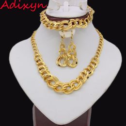 Bruiloft Sieraden Sets Adixyn Ethiopische Bruiloft Sieraden Set Gouden Ketting/Oorbellen/Armband Sieraden Afrikaanse/Eritrese/Indiase Vrouwen Geschenken 230725