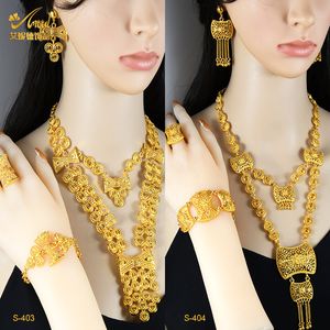 Bruiloft sieraden sets ANIID Dubai Indiase 24k vergulde gouden ketting sieraden sets voor vrouwen Ethiopische Nigeriaanse bruids bruiloft ketting sieraden geschenken 230613