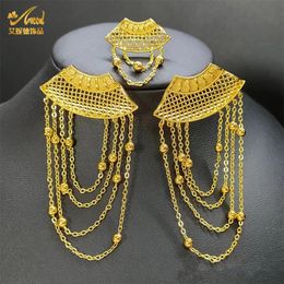 Conjuntos de joyería de boda ANIID Pendientes de moda Conjunto para mujer 24k Chapado en oro Borla Gota y anillo de dedo Regalo de fiesta Africano Dubai 231219