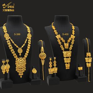 Bruiloft sieraden sets aniid Indian 24K vergulde ketting set Nigeriaans feest bruids bruiloft ethiopische luxe dubai sieraden groothandel geschenken 230325