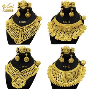 Ensembles de bijoux de mariage ANIID luxe indien pour femmes fête Dubai plaqué or 24K collier ensemble cadeaux traditionnels africains 231219