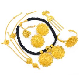 Bruiloft sieraden sets anniyo ethiopische sieraden sets kettingen oorbellen ringarmbanden haarspelden hoofdketens