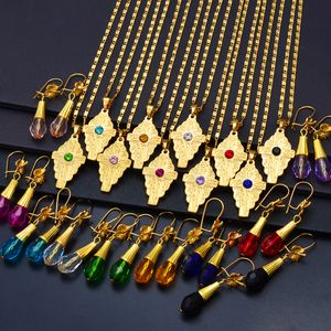 Ensembles de bijoux de mariage Anniyo ensembles de bijoux boule de perles hawaïennes colliers pendentif croix boucles d'oreilles en cristal coloré Guam Micronésie Chuuk Pohnpei #253006 230717