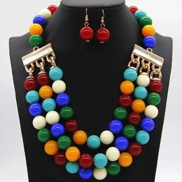 Conjuntos de joyería de boda llegadas cuentas acrílicas africanas 6 colores pendiente collar accesorios de fiesta para mujer 231216