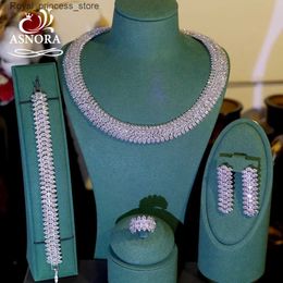 Ensembles de bijoux de mariage ASNORA nouveau 4 pièces zircon cubique rond ensemble de bijoux pour les femmes de luxe fête de mariage CZ Dubai mariée accessoires de danse Q240316