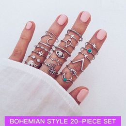 Ensembles de bijoux de mariage Bohemian Europe and America Cross Border Elephant Cross Moon Turquoise Match Sets Ring 20Piece 230313