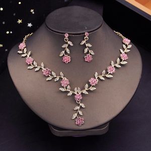 Bruiloft sieraden sets bruid voor dames bloem choker ketting oorbellen jurk bruids mode 230420