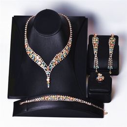 Bijoux de mariage Ensemble de collier de cristal Ensemble de luxe Couleur de luxe Collier Collier accessoires de mode de la mode Coruixi HN3310 221109