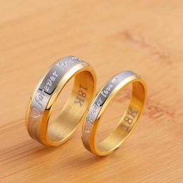 Bruiloft sieraden sets schattig nobele valentijnsdag cadeau voor meisjes charmante mannen en vrouwen voor altijd love paar stalen ring mode goud set s119 h240504